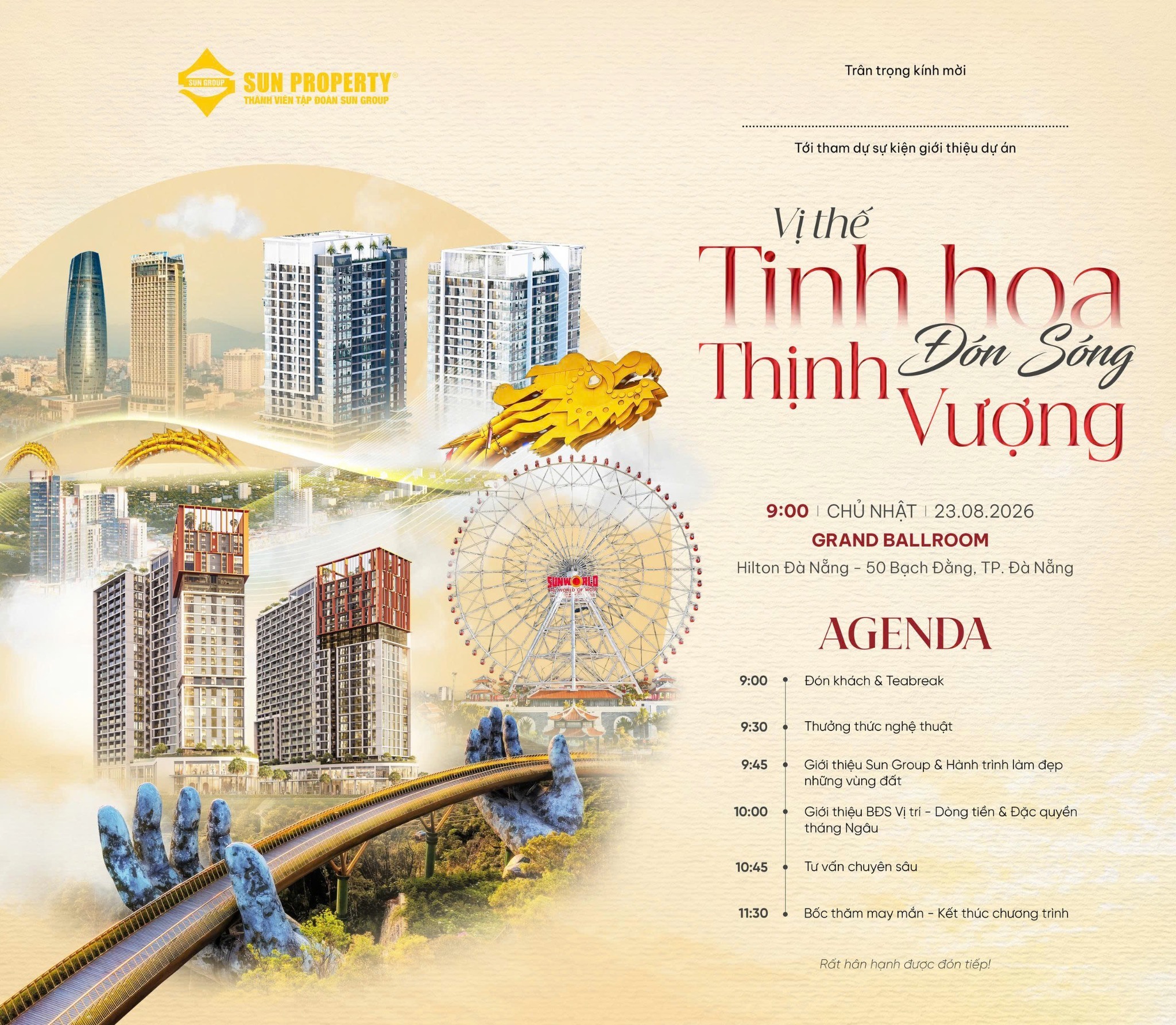 ✨SỰ KIỆN GIỚI THIỆU DỰ ÁN TỪ SUN PROPERTY ✨  "VỊ THẾ TINH HOA - ĐÓN SÓNG THỊNH VƯỢNG"