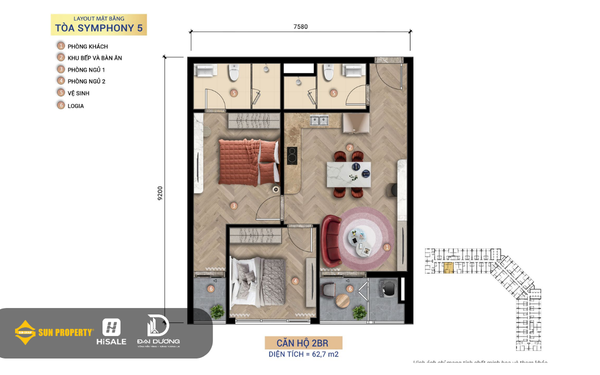 Căn hộ 2BR+ A