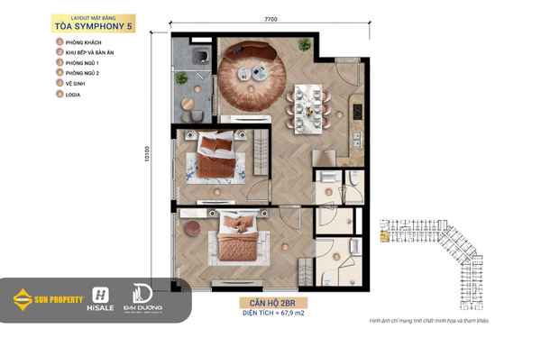 Căn hộ 2BR+ B